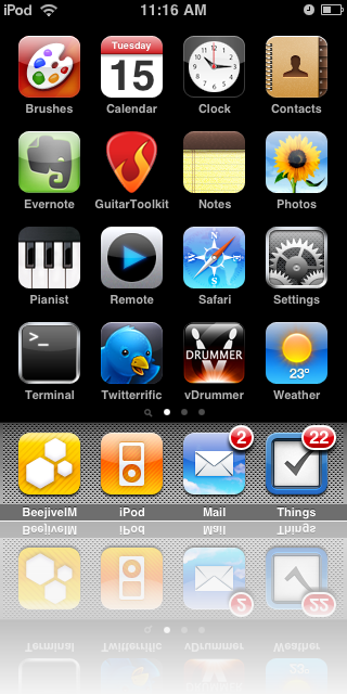 本人的iPod touch首页