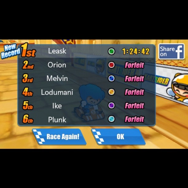 Hey @melvinxie , u r in my game! As a CPU player raced with me. But I won. :)...