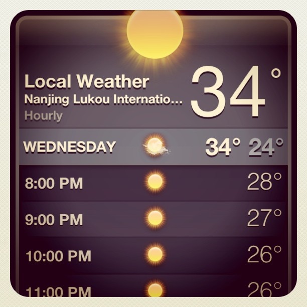 Weather app in #iOS5 can be view by hour. (Taken with instagram )