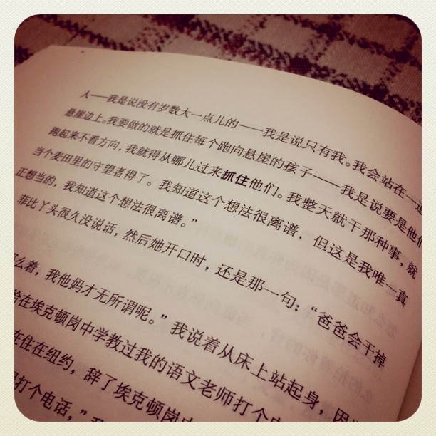 「站在麦田尽头的悬崖边上，抓住每一个跑向悬崖的孩子。」每次读≪麦田守望者≫，我都很喜欢这段。 (Taken with instagram )