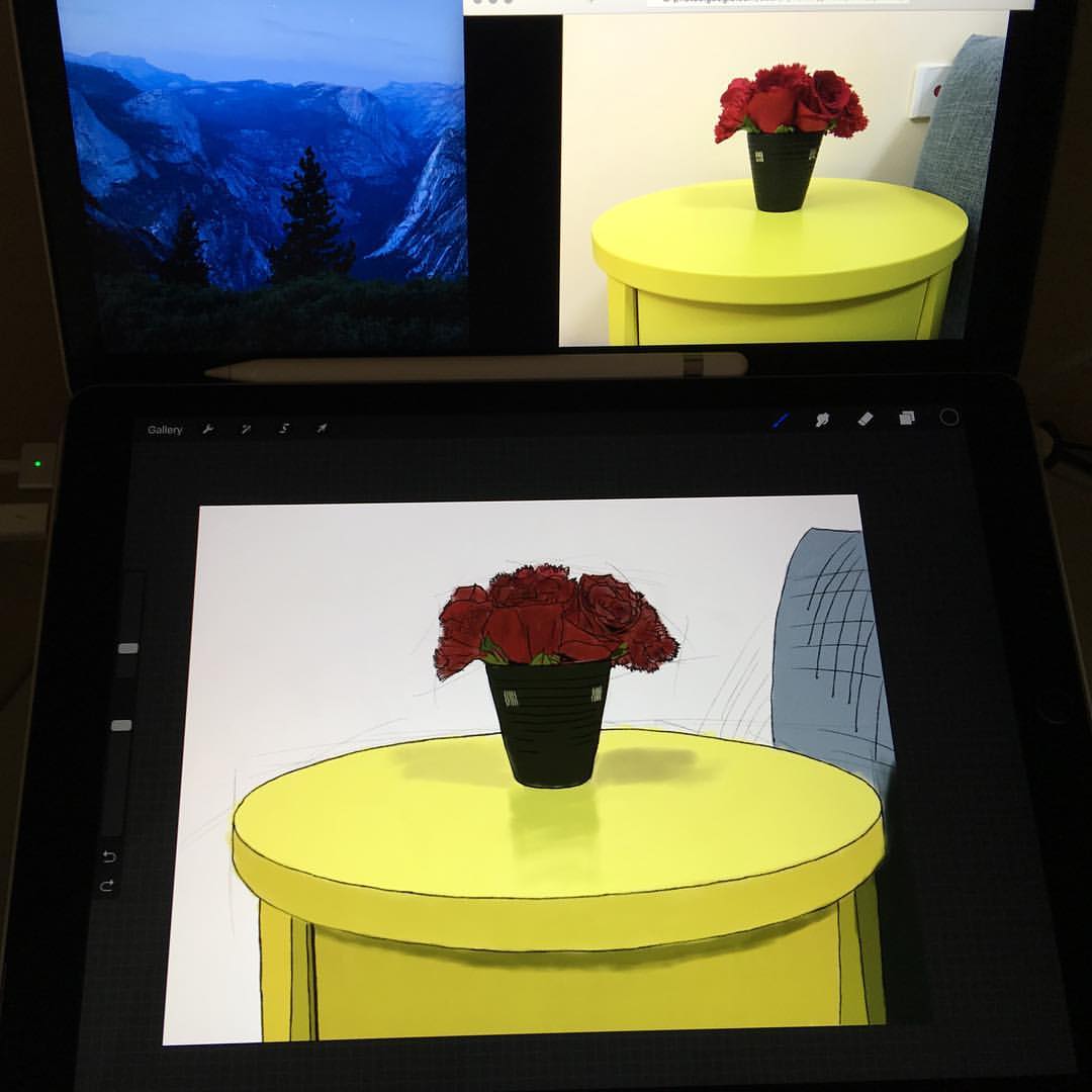 代码写累了，继续测试用 Apple Pencil 画画，第一次用它画有颜色的东西。 (at 深圳龙岗)