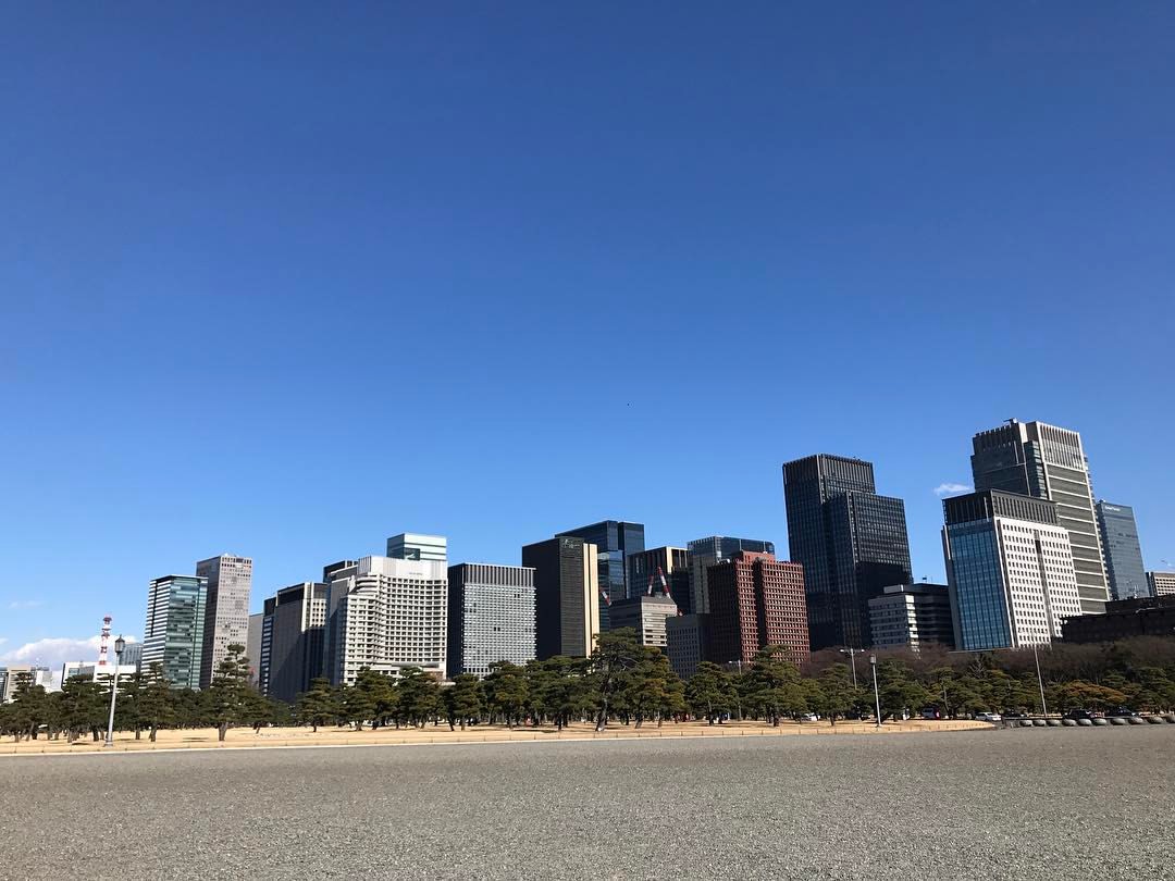 天好蓝，鼻子好舒服。 (at 皇居二重橋 Nijubashi, the Imperial Palace, Tokyo)